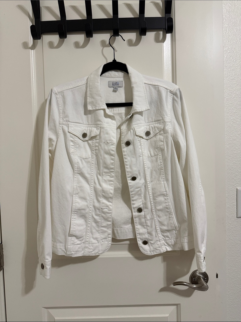 croft & barrow White Denim Jacket - Button Front
